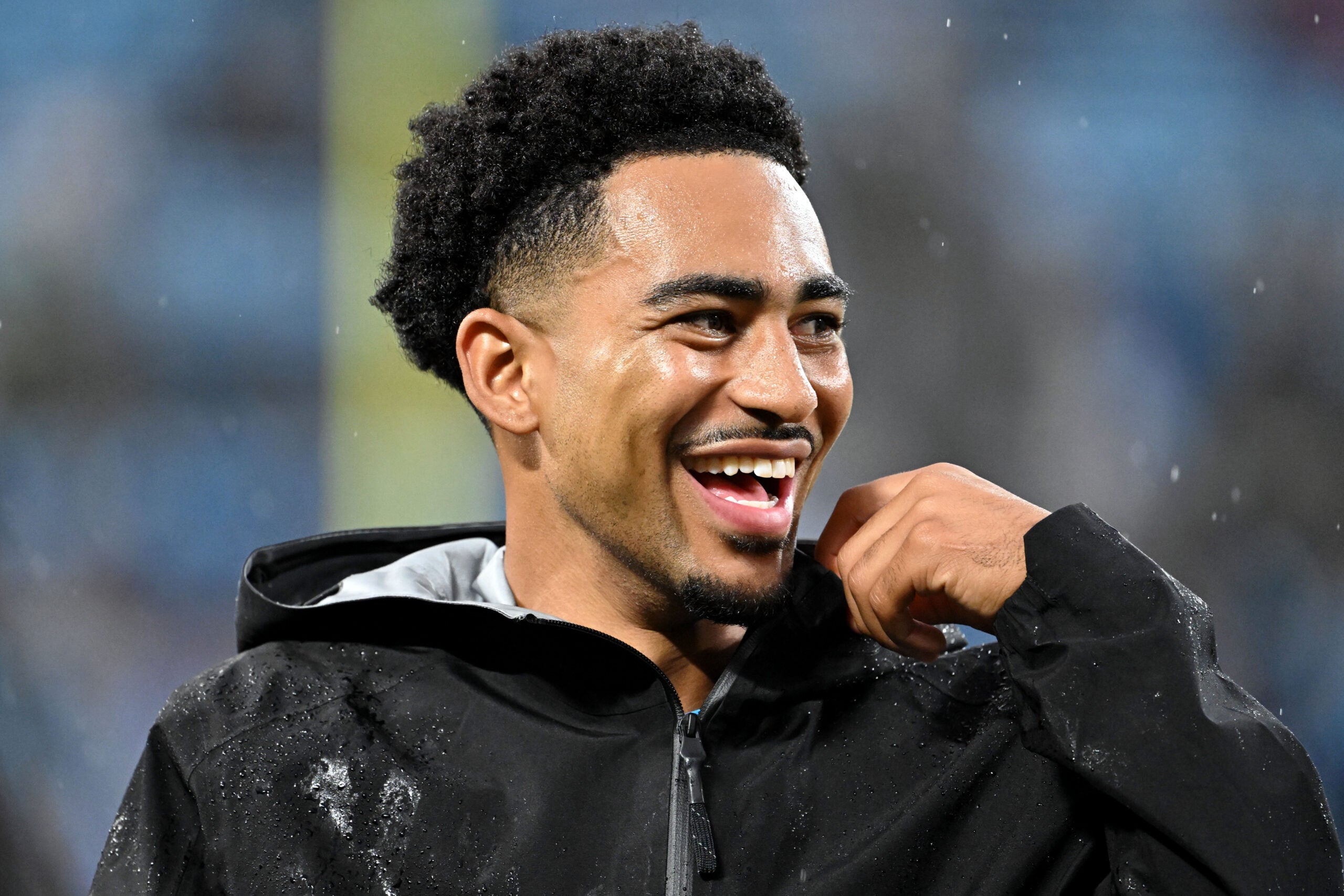 Aug 28, 2026; Charlotte, North Carolina, USA; Carolina Panthers quarterback Bryce Young (9) looks on from the sideline during the first half against the Houston Texans at Bank of America Stadium.