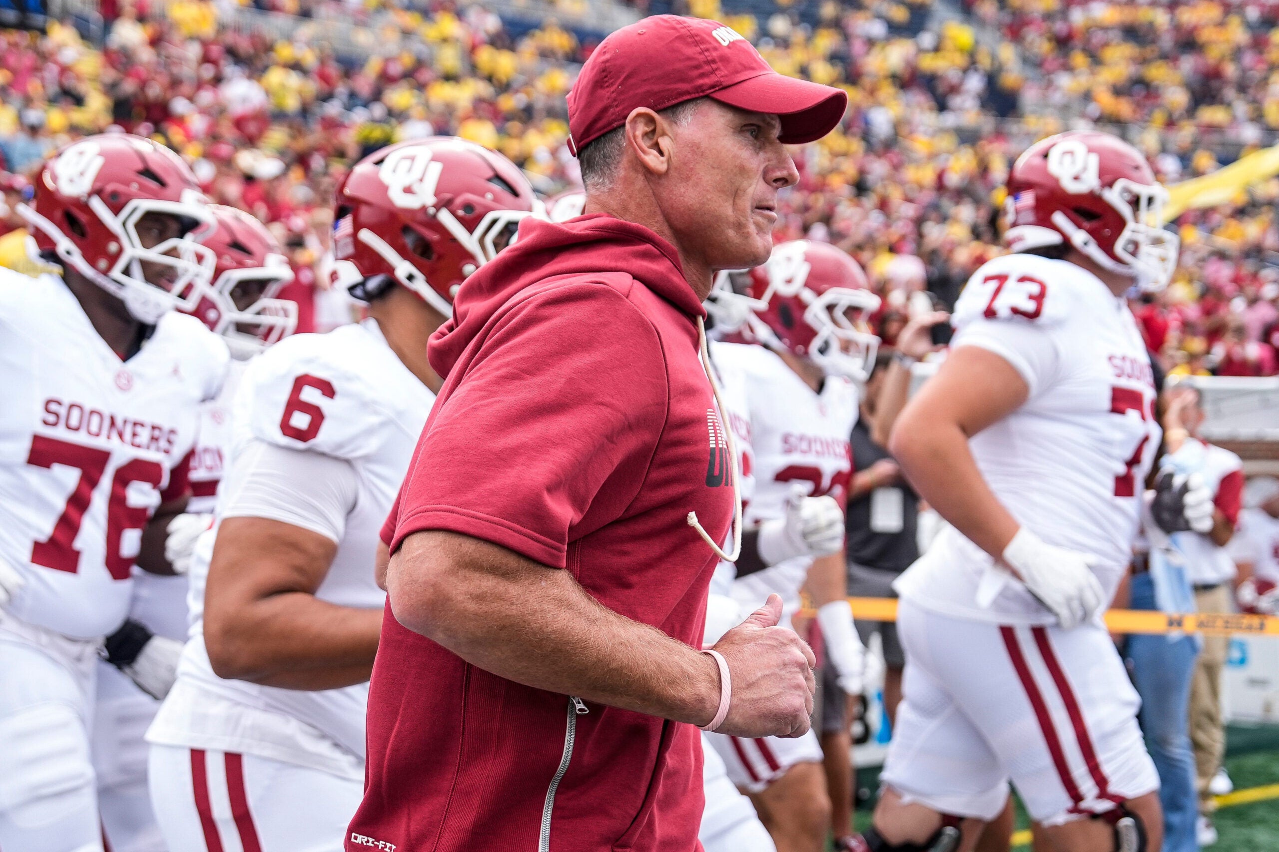 Oklahoma Sooners head coach Brent Venables wide receiver Jahsier Rogers