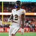 Sep 12, 2026; Syracuse, New York, USA; California Golden Bears defensive back Kingston Lopa (2) runs into the end zone for a touchdown following his interception during the second half against the Syracuse Orange at the JMA Wireless Dome.