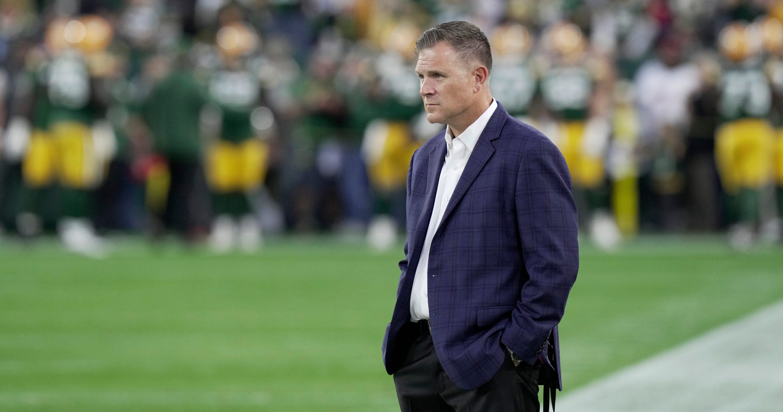 Green Bay Packers general manager Brian Gutekunst is shown before their game against the Atlanta Falcons Thursday, Sept. 24, 2026 at Lambeau Field in Green Bay, Wisconsin.