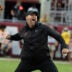 Sep 26, 2026; Tuscaloosa, AL, USA; Alabama defensive coordinator Kane Wommack celebrates a fourth down stop by his defense as South Carolina went for it at Saban Field at Bryant Denny Stadium.