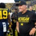 Michigan head coach Kyle Whittingham reacts to 20-19 loss to Iowa at Michigan Stadium in Ann Arbor on Saturday, Sept. 26, 2026.