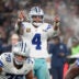 Sep 27, 2026; Rio De Janeiro, BRA; Dallas Cowboys quarterback Dak Prescott (4) sets the play against the Baltimore Ravens during the game at Maracana Stadium.