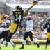 Sep 27, 2026; Pittsburgh, Pennsylvania, USA; Pittsburgh Steelers wide receiver Roman Wilson (14) reaches for pass against the Cincinnati Bengals during the first half at Acrisure Stadium.