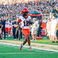 Oregon State Beavers wide receiver Jesse Legree (12) runs for a touchdown against the Colorado State Rams in the first half at Sonny Lubick Field at Canvas Stadium.