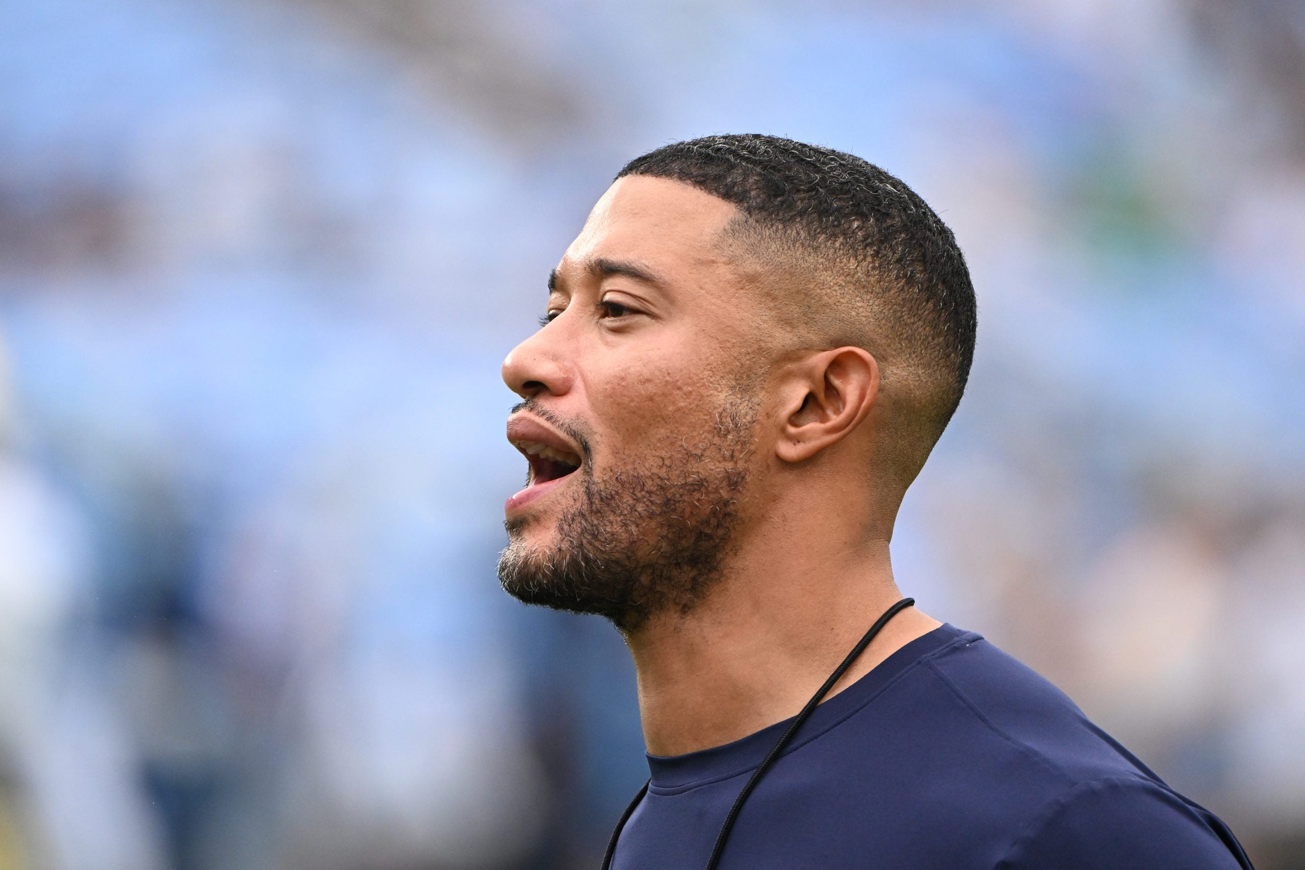 Oct 3, 2026; Chapel Hill, North Carolina, USA; Notre Dame Fighting Irish head coach Marcus Freeman on the field before the game at Kenan Stadium.