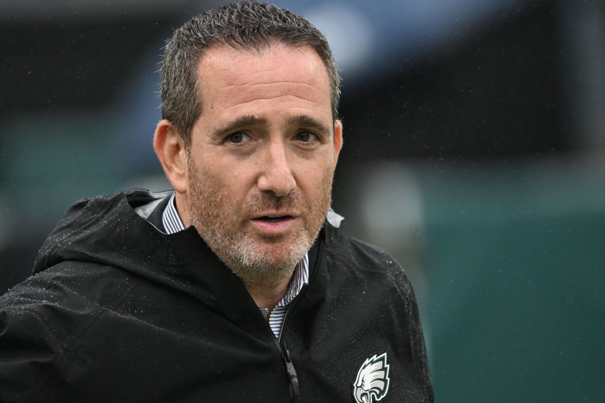 Oct 4, 2026; Philadelphia, Pennsylvania, USA; Philadelphia Eagles general manager Howie Roseman on the filed before game against the Los Angeles Rams at Lincoln Financial Field.