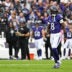 Oct 4, 2026; Baltimore, Maryland, USA; Baltimore Ravens quarterback Lamar Jackson (8) looks on after a play during the first quarter against the Tennessee Titans at M&T Bank Stadium.