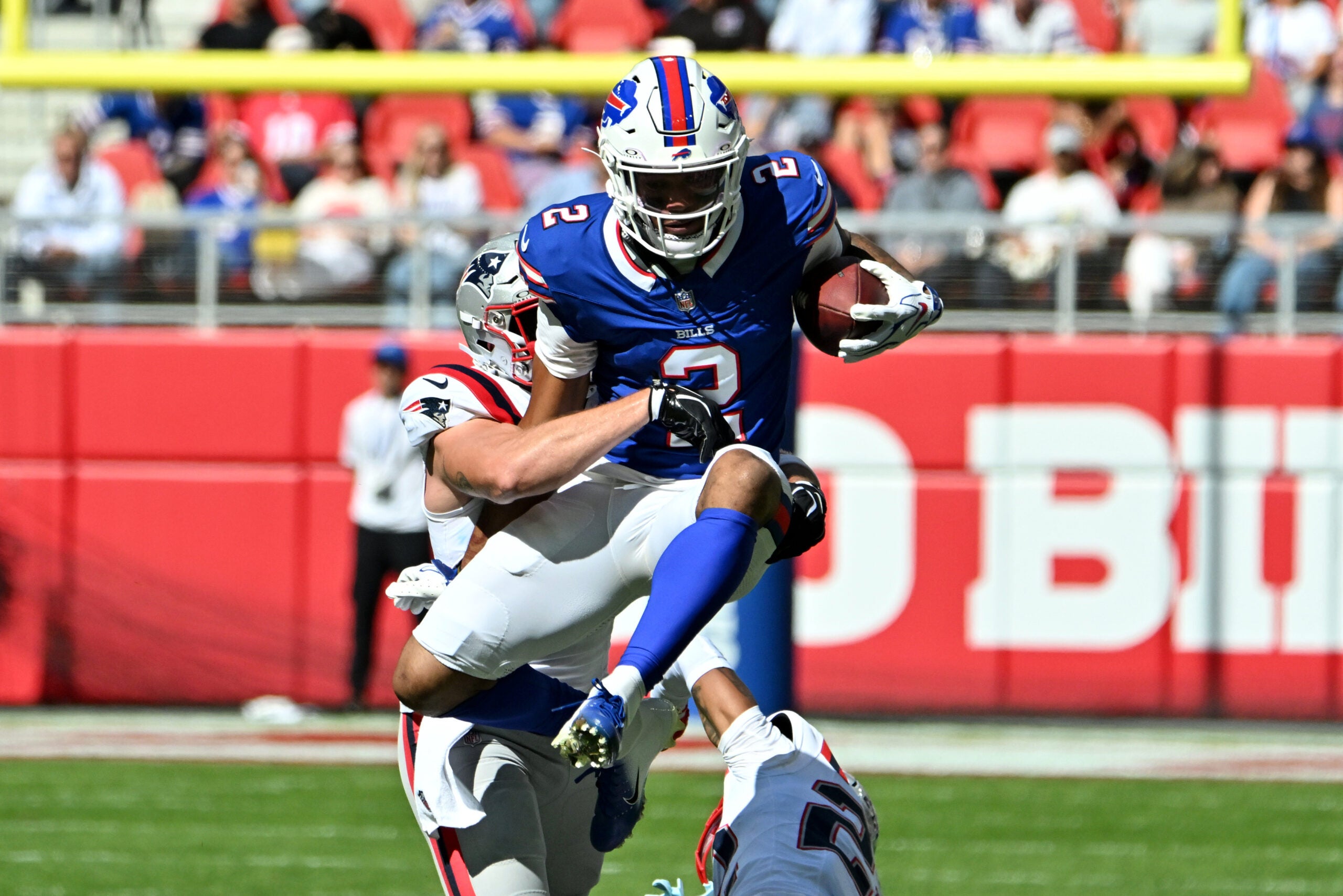 Buffalo Bills wide receiver DJ Moore left their Week 4 game with a shoulder injury.