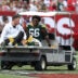 Oct 4, 2026; Tampa, Florida, USA; Green Bay Packers linebacker Edgerrin Cooper (56) is carted off the field during the game against the Tampa Bay Buccaneers at Raymond James Stadium.