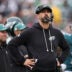 Oct 4, 2026; Philadelphia, Pennsylvania, USA; Philadelphia Eagles head coach Nick Sirianni looks up at the scoreboard against the Los Angeles Rams during the second half at Lincoln Financial Field.