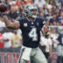 Oct 4, 2026; Houston, Texas, USA; Dallas Cowboys quarterback Dak Prescott (4) passes the ball against the Houston Texans during the first half at Reliant Stadium.