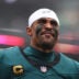 Oct 4, 2026; Philadelphia, Pennsylvania, USA; Philadelphia Eagles quarterback Jalen Hurts (1) before kick off against the Los Angeles Rams at Lincoln Financial Field.