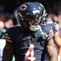 Oct 4, 2026; Chicago, Illinois, USA; Chicago Bears running back D'Andre Swift (4) against the New York Jets at Soldier Field.