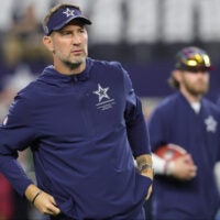 Oct 8, 2026; Arlington, Texas, USA; Dallas Cowboys head coach Brian Schottenheimer before the game at AT&T Stadium.