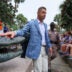 Florida head coach Jon Sumrall touches the gator for luck during Gator Walk before an NCAA football at Steve Spurrier Field at Ben Hill Griffin Stadium in Gainesville, FL on Saturday, October 10, 2026.