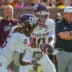 Oct 10, 2026; Columbia, Missouri, USA; Texas A&M Aggies quarterback Marcel Reed (10) hands off to running back Carsyn Baker (5) against the Missouri Tigers prior to a game at Faurot Field at Memorial Stadium.
