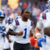 Oct 10, 2026; Gainesville, Florida, USA; Florida Gators wide receiver Vernell Brown III (1) runs on the field with no pads before a game against the South Carolina Gamecocks at Ben Hill Griffin Stadium.