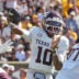 Oct 10, 2026; Columbia, Missouri, USA; Texas A&M Aggies quarterback Marcel Reed (10) throws a pass against the Missouri Tigers during the second half of the game at Faurot Field at Memorial Stadium.