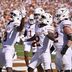 Oct 10, 2026; Dallas, Texas, USA; Texas Longhorns wide receiver Cam Coleman (8) celebrates after catching a pass to score a touchdown against the Oklahoma Sooners during the first half at Cotton Bowl.