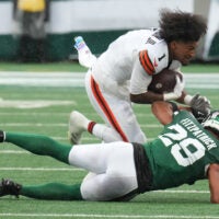 New York Jets safety MInkah Fitzpatrick laid a massive hit on Browns receiver KC Concepcion.