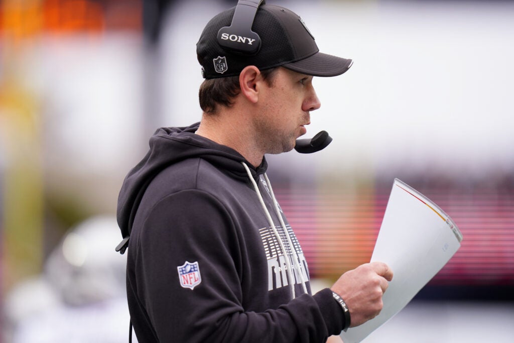 Las Vegas Raiders head coach Klint Kubiak New England Patriots