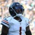 Oct 11, 2026; Green Bay, Wisconsin, USA; Chicago Bears defensive back Jaylon Johnson (1) reacts after a touchdown by Green Bay Packers during the third quarter at Lambeau Field.