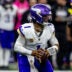 Oct 11, 2026; New Orleans, Louisiana, USA; Minnesota Vikings quarterback Kyler Murray (1) drops back to pass against New Orleans Saints during the first half at Caesars Superdome.