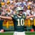 Oct 11, 2026; Green Bay, Wisconsin, USA; Green Bay Packers quarterback Jordan Love (10) celebrate thier win against the Chicago Bears duringthe game at Lambeau Field.
