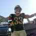 Oct 11, 2026; Green Bay, Wisconsin, USA; Green Bay Packers safety Evan Williams (33) celebrates a fumble recovery against the Chicago Bears during their football game at Lambeau Field.