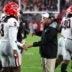 Oct 10, 2026; Tuscaloosa, Alabama, USA; Georgia Bulldogs head coach Kirby Smart high fives his players during the second quarter against the Alabama Crimson Tide at Saban Field at Bryant-Denny Stadium.