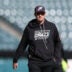 Oct 18, 2026; Philadelphia, Pennsylvania, USA; Philadelphia Eagles offensive coordinator Sean Mannion walks the field before a game against the Carolina Panthers at Lincoln Financial Field.