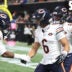 Oct 18, 2026; Atlanta, Georgia, USA; Chicago Bears defensive back Cam Lewis (21) and defensive back Kyler Gordon (6) celebrate during the third quarter against the Atlanta Falcons at Mercedes-Benz Stadium.