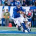 New York Giants quarterback J.J. McCarthy (18) runs with the ball during the 4th quarter of a week 6 NFL football game between New York Giants and New Orleans Saints on Sunday, Oct. 18, 2026, at MetLife Stadium in East Rutherford, NJ.