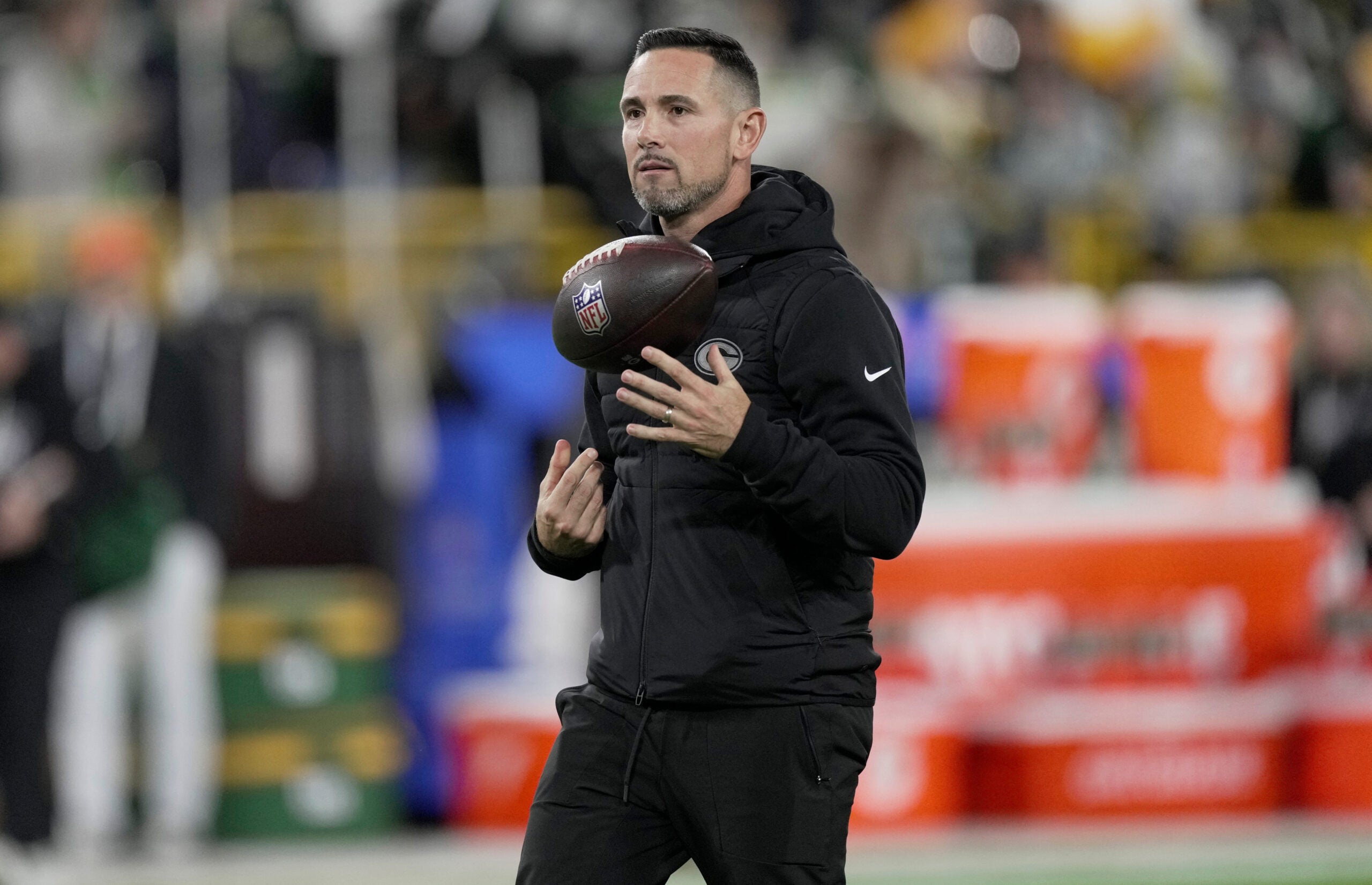Green Bay Packers head coach Matt LaFleur is shown before their game against the Dallas Cowboys Sunday, Oct. 18, 2026 at Lambeau Field in Green Bay, Wisconsin.