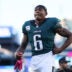 Oct 18, 2026; Philadelphia, Pennsylvania, USA; Philadelphia Eagles wide receiver DeVonta Smith (6) walks off the field after a loss against the Carolina Panthers at Lincoln Financial Field.