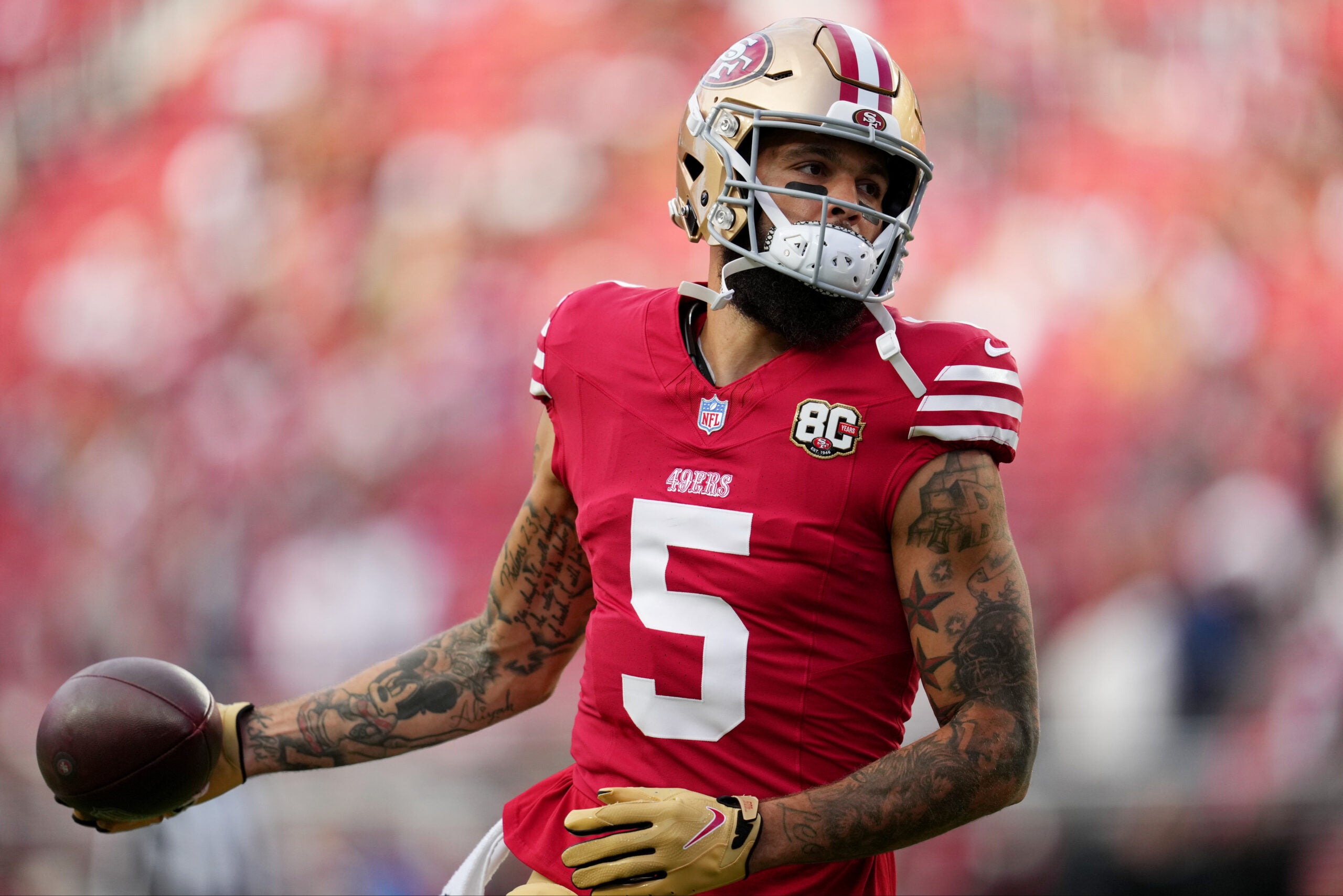49ers WR Mike Evans is set to miss minor time with achilles soreness.