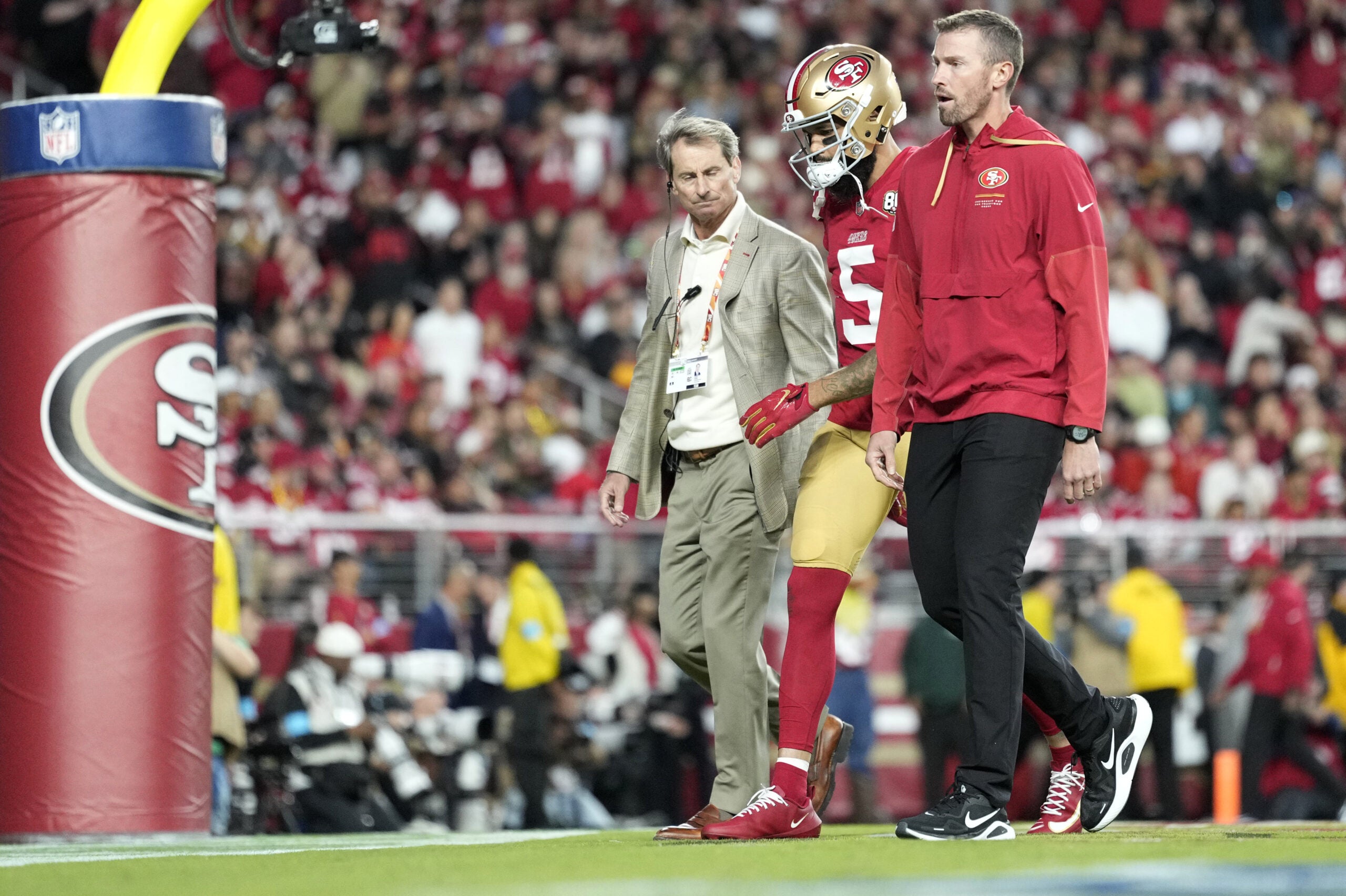 Mike Evans left Monday Night Football with an Achilles injury and is questionable to return.