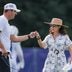 Indianapolis Colts co-owner and CEO Carlie Irsay-Gordon fists bumps Indianapolis Colts head coach Shane Steichen on Monday, Aug. 3, 2026, during practice at Colts Camp at Grand Park in Westfield.