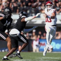 Oklahoma Sooners quarterback John Mateer vs, Mississippi State