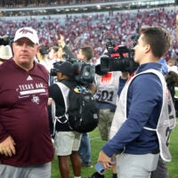 Oct 24, 2026; Tuscaloosa, Alabama, USA; Texas A&M Aggies head coach Mike Elko walks off the field after the game against the Alabama Crimson Tide at Saban Field at Bryant-Denny Stadium.