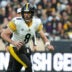 Oct 25, 2026; Paris, FRA; Pittsburgh Steelers quarterback Aaron Rodgers (8) looks to throw downfield New Orleans Saints during the third quarter at Stade de France Stadium.