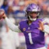 Oct 25, 2026; Minneapolis, Minnesota, USA; Minnesota Vikings quarterback Kyler Murray (1) drops back to pass against the Indianapolis Colts in the first half at U.S. Bank Stadium.