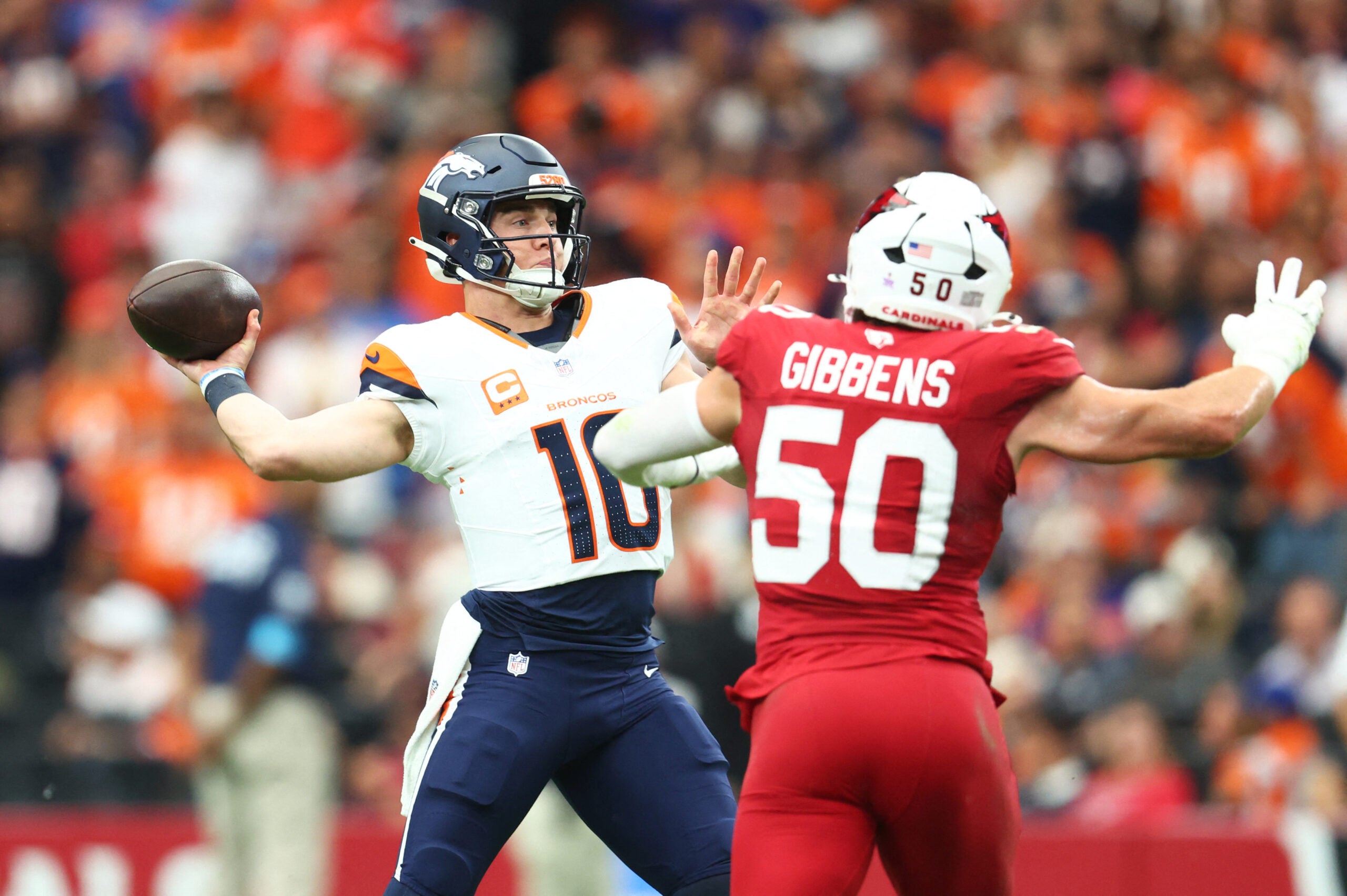 Denver Broncos quarterback Bo Nix vs. Arizona Cardinals