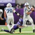 Oct 25, 2026; Minneapolis, Minnesota, USA; Indianapolis Colts quarterback Daniel Jones (17) avoids the tackle of Minnesota Vikings linebacker Eric Wilson (55) at U.S. Bank Stadium.