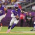 Oct 25, 2026; Minneapolis, Minnesota, USA; Minnesota Vikings quarterback Kyler Murray (1) rushes the ball against the Indianapolis Colts in the second half at U.S. Bank Stadium.