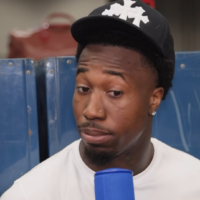 Dallas Cowboys CB Joey Porter Jr. talking to reporters.