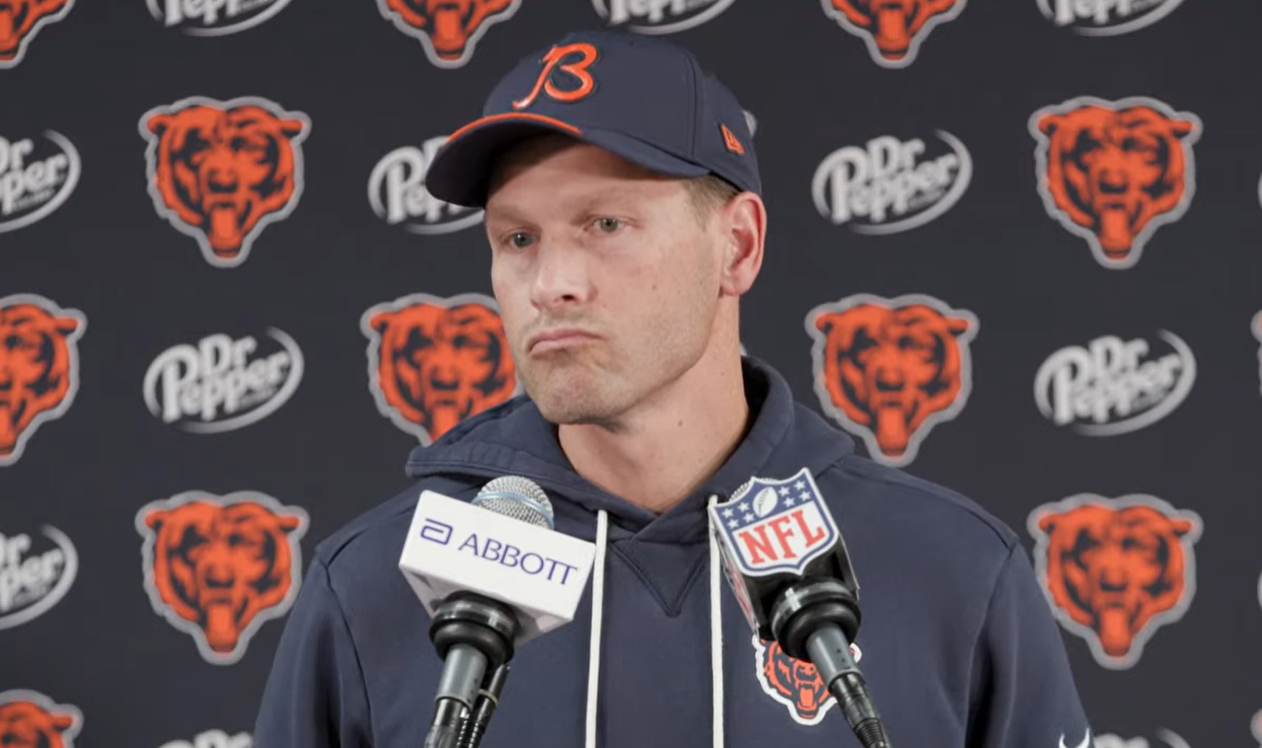 Chicago Bears head coach Ben Johnson speaks with reporters after Week 4 win.