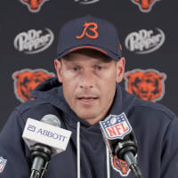 Chicago Bears head coach Ben Johnson addresses reporters following the team's win in Week 4.