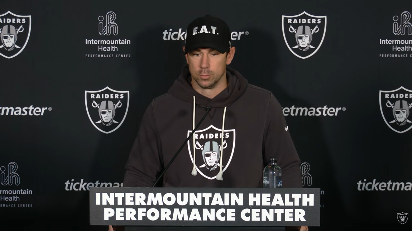 Las Vegas Raiders head coach Klint Kubiak press conference Wednesday injury report Jackson Powers-Johnson Dont'e Thornton Jr.